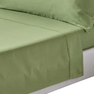 Homescapes Ploščato pregrinjalo iz organskega bombaža v barvi mahu, 400 niti, 275x275 cm