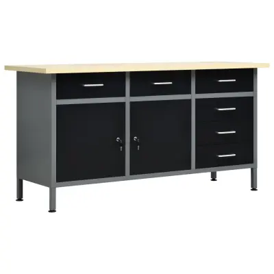 vidaXL Delovna miza črna 160x60x85 cm jeklo