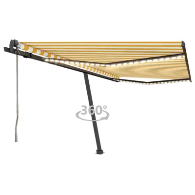 vidaXL Avtomatska tenda LED + senzor 400x350 cm rumena/bela