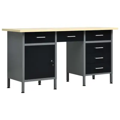 vidaXL Delovna miza črna 160x60x85 cm jeklo