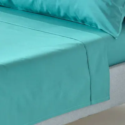 Homescapes Teal Ploščato pregrinjalo iz egiptovskega bombaža, 200 niti, 230x255 cm