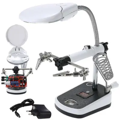 3v1 LED 5 povečevalno steklo za spajkanje tretja roka in držalo 220V 10x povečava