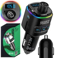 Avtomobilski FM oddajnik LCD bluetooth 5.0 in polnilec 12-24V USB + TipC RGB