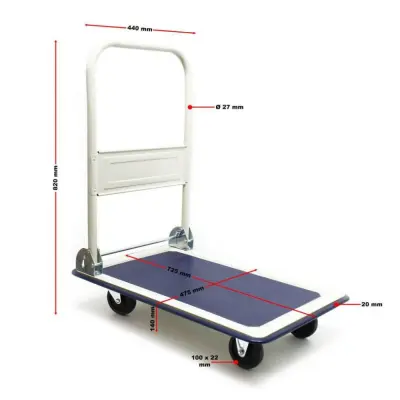 Močan zložljiv transportni voziček 150kg