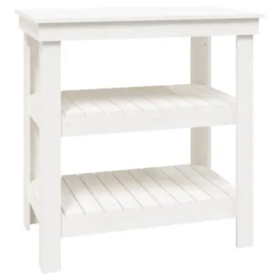 vidaXL Delovna miza bela 78,5x50x80 cm trdna borovina
