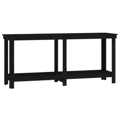 vidaXL Delovna miza črna 180x50x80 cm trdna borovina