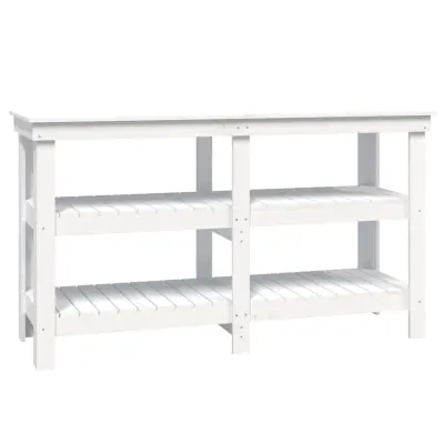 vidaXL Delovna miza bela 142,5x50x80 cm trdna borovina