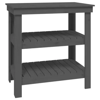 vidaXL Delovna miza siva 78,5x50x80 cm trdna borovina