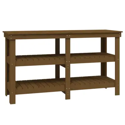 vidaXL Delovna miza medeno rjava 142,5x50x80 cm trdna borovina