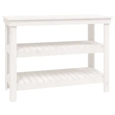 vidaXL Delovna miza bela 110,5x50x80 cm trdna borovina