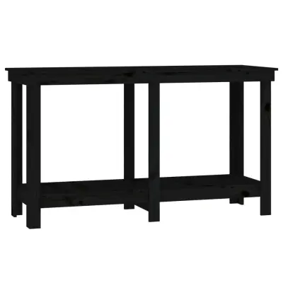 vidaXL Delovna miza črna 140x50x80 cm trdna borovina