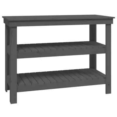 vidaXL Delovna miza siva 110,5x50x80 cm trdna borovina