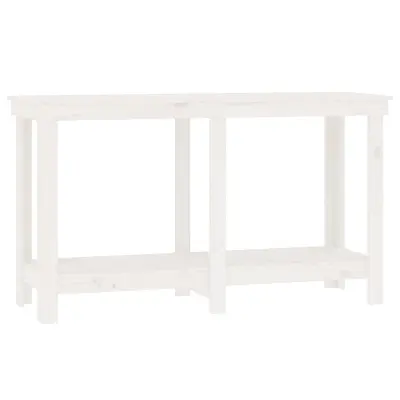 vidaXL Delovna miza bela 140x50x80 cm trdna borovina
