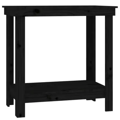 vidaXL Delovna miza črna 80x50x80 cm trdna borovina