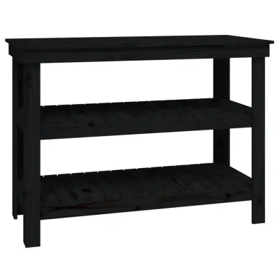 vidaXL Delovna miza črna 110,5x50x80 cm trdna borovina