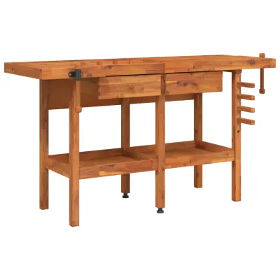vidaXL Delovna miza s predali in primeži 162x62x83 cm trdna akacija