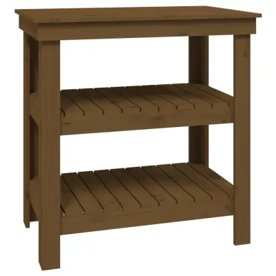 vidaXL Delovna miza medeno rjava 78,5x50x80 cm trdna borovina