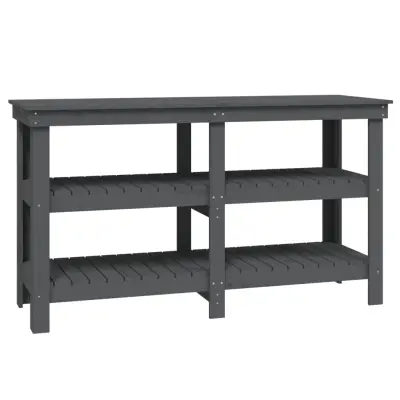 vidaXL Delovna miza siva 142,5x50x80 cm trdna borovina