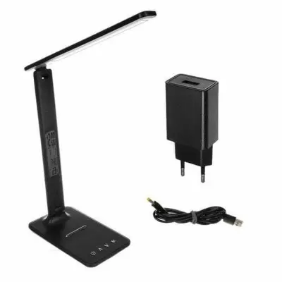 USB touch LED namizna svetilka z LCD vremensko postajo in uro črna