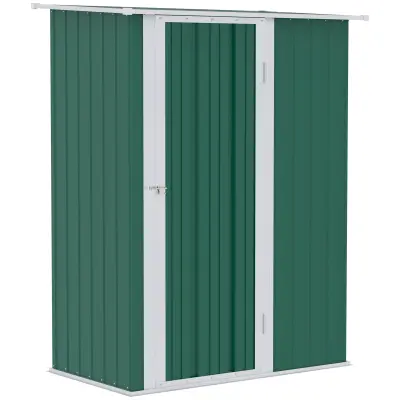 Outsunny pločevinasta vrtna lopa za orodje, jeklena vrtna lopa z vrati, 142x84x189cm, temno zelena