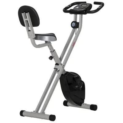 HOMCOM zložljivo sobno kolo s 5 nastavljivimi položaji in 8 stopnjami magnetne upornosti, X-okvir, 43x97x109 cm, sivo-črno