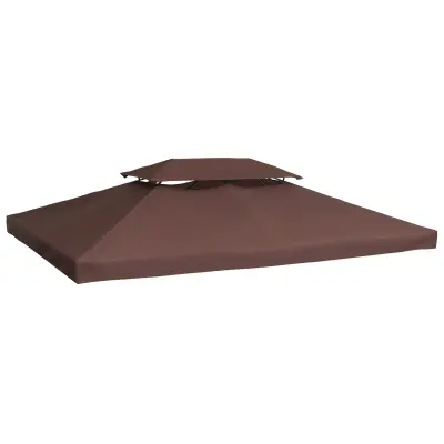 Outsunny Vrtni gazebo Cover Nadomestna streha Anti-UV Vodoodporen poliester 3x4m Rjava