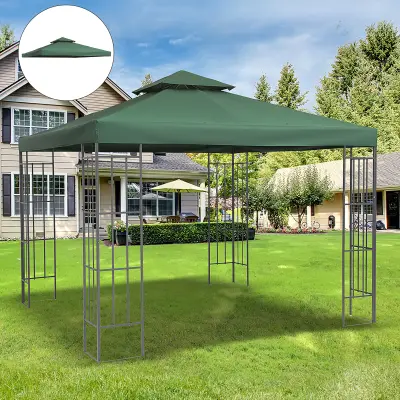 Outsunny Vrtni gazebo Cover Anti-UV vodoodporna poliestrska nadomestna streha 3x3m temno zelena