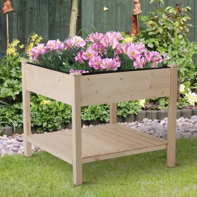 Outsunny urbana stenska sadilna miza s tekstilno oblogo za vrt 91x91x81cm les