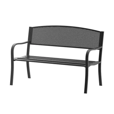 Outsunny Zunanja zunanja klop Vrtna klop z največ 240 kg kovine 127 × 60 × 85 cm črna