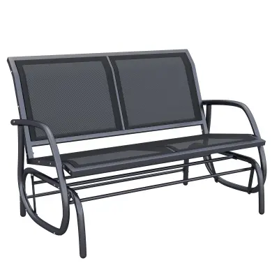 Outsunny Zunanja gugalna klop, dvosedežna vrtna klop, kovinska, 120 × 70 × 88 cm