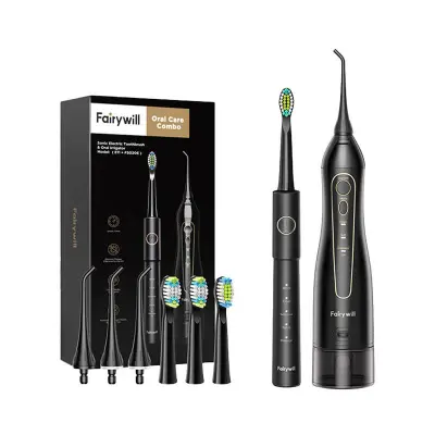 Sonična zobna ščetka s setom konic in fosserjem vode FairyWill FW-5020E + FW-E11 (črna)
