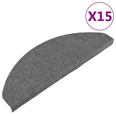 vidaXL Samolepilne preproge za stopnice 15 kosov 65x22,5x3,5 cm sive