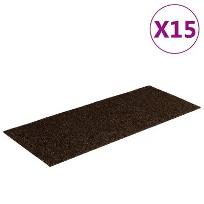 vidaXL Samolepilne preproge za stopnice 15 kosov 60x25 cm rjave
