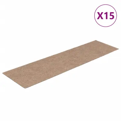 vidaXL Samolepilne preproge za stopnice 15 kosov 76x20 cm svetlo rjave