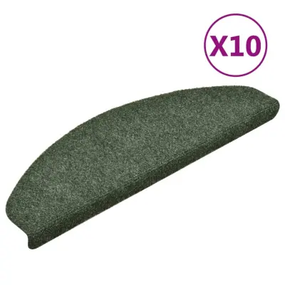 vidaXL Samolepilne preproge za stopnice 10 kosov zelene 65x21x4 cm