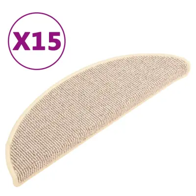 vidaXL Preproge za stopnice 15 kosov bele in rjave 56x17x3 cm