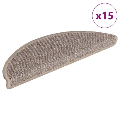 vidaXL Samolepilne preproge za stopnice 15 kosov 56x17x3 cm temno bež