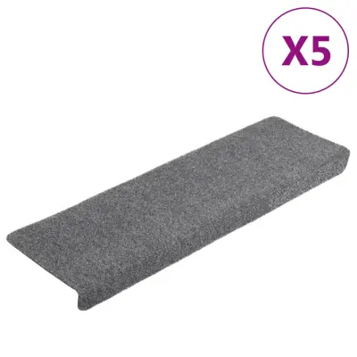 vidaXL Preproge za stopnice 5 kosov svetlo sive 65x21x4 cm