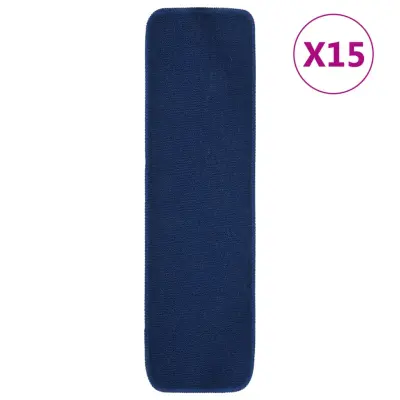 vidaXL Preproge za stopnice 15 kosov 75x20 cm mornarsko modre nedrseče