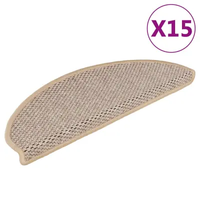 vidaXL Samolepilne preproge za stopnice sisal 15 kosov 65x21x4 cm