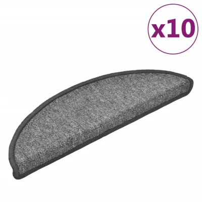 vidaXL Preproge za stopnice 10 kosov 56x17x3 cm temno sive