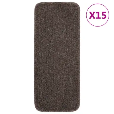 vidaXL Preproge za stopnice 15 kosov 60x25 cm rjave nedrseče