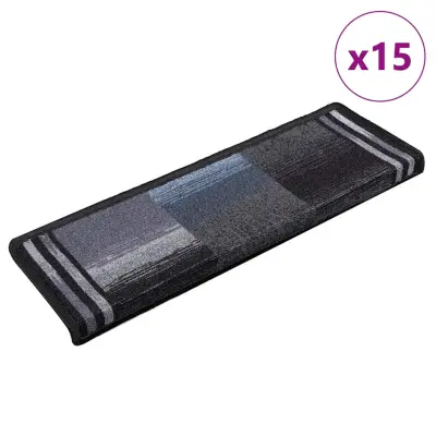 vidaXL Samolepilne preproge za stopnice 15kosov 65x21x4cm črne in sive