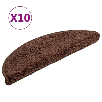vidaXL Preproge za stopnice 10 kosov 56x17x3 cm rjave