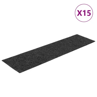 vidaXL Samolepilne preproge za stopnice 15 kosov 76x20 cm antracit