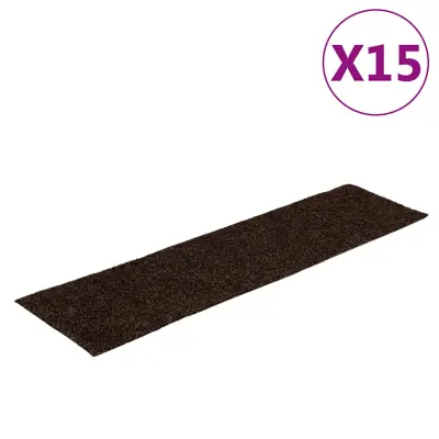 vidaXL Samolepilne preproge za stopnice 15 kosov 76x20 cm rjave
