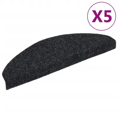 vidaXL Samolepilne preproge za stopnice 5 kosov črne 65x21x4 cm