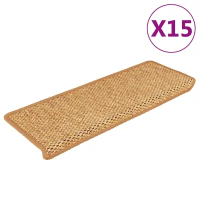 vidaXL Samolepilne preproge za stopnice sisal 15 kosov 65x21x4 oranžne