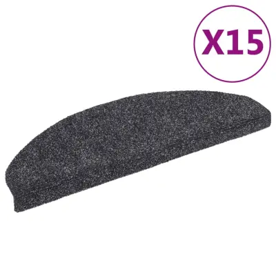 vidaXL Samolepilne preproge za stopnice 15 kosov 65x21x4cm temno sive