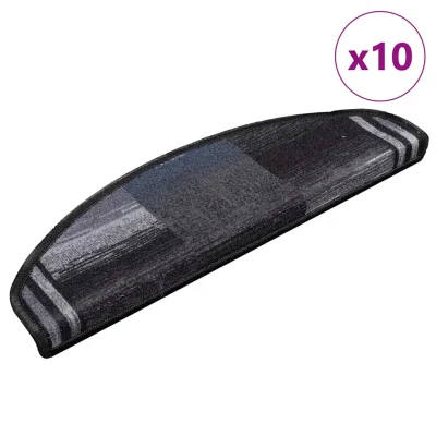 vidaXL Samolepilne preproge za stopnice 10kosov 65x21x4cm črne in sive